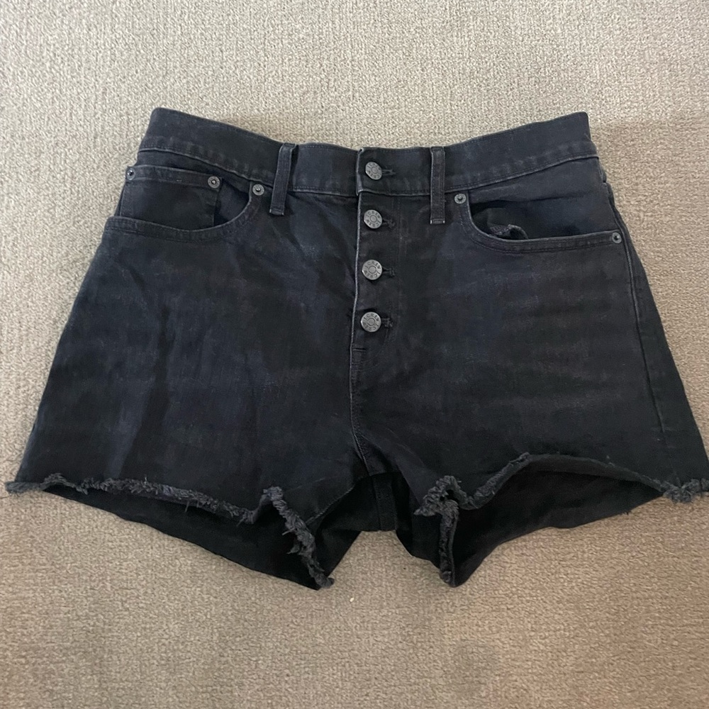 J crew black denim shorts button up 28
